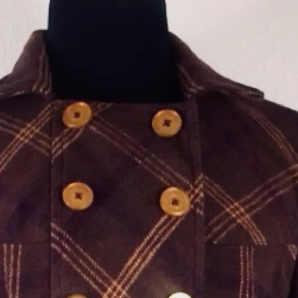 Volcom Plaid Purple and Brown Pea Coat Size SP